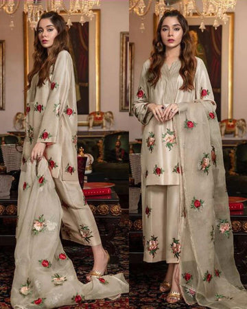 Summer Embroidered 3-piece  Light Beige